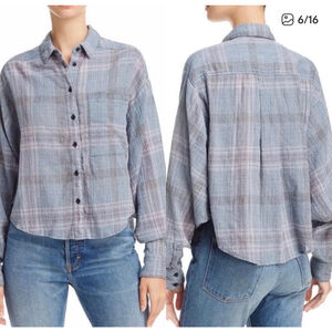 Free People Cutie Plaid Cabin Cozy Button down Size small EUC